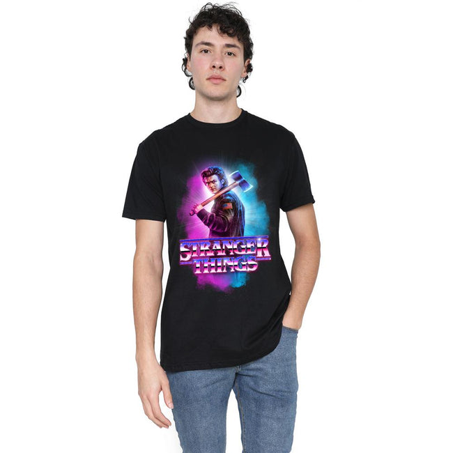 Black - Side - Stranger Things Mens Steve Harrington Metal T-Shirt