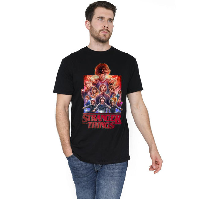 Black - Side - Stranger Things Mens Group Shot T-Shirt