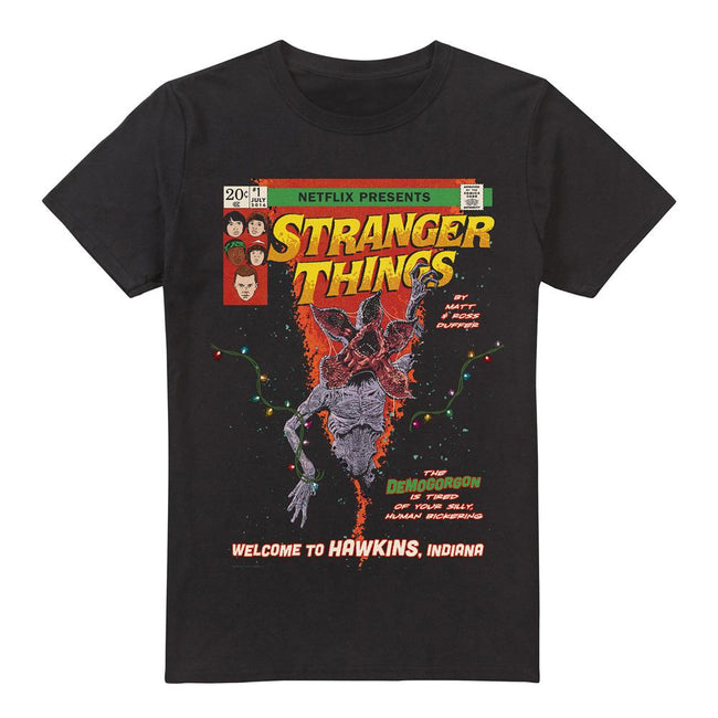 Black - Front - Stranger Things Mens Welcome To Hawkins Comic T-Shirt