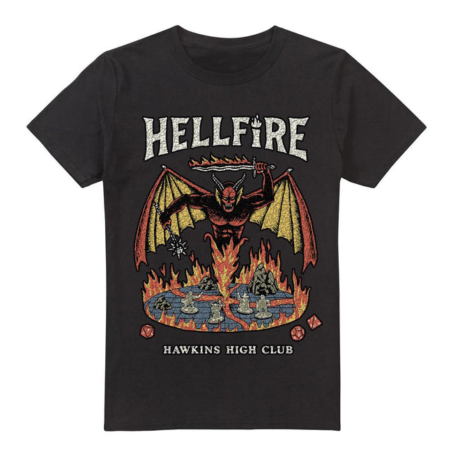 Black - Front - Stranger Things Mens Hawkins High Hellfire Vintage T-Shirt