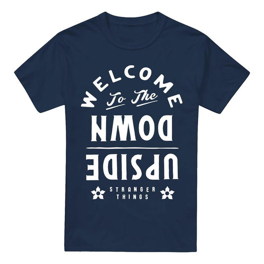 Navy - Front - Stranger Things Mens Welcome To The Upside Down T-Shirt
