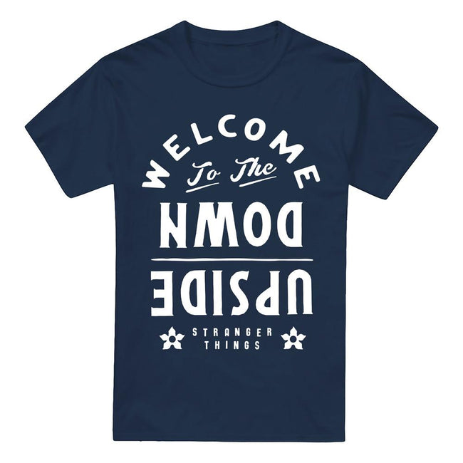 Navy - Front - Stranger Things Mens Welcome To The Upside Down T-Shirt