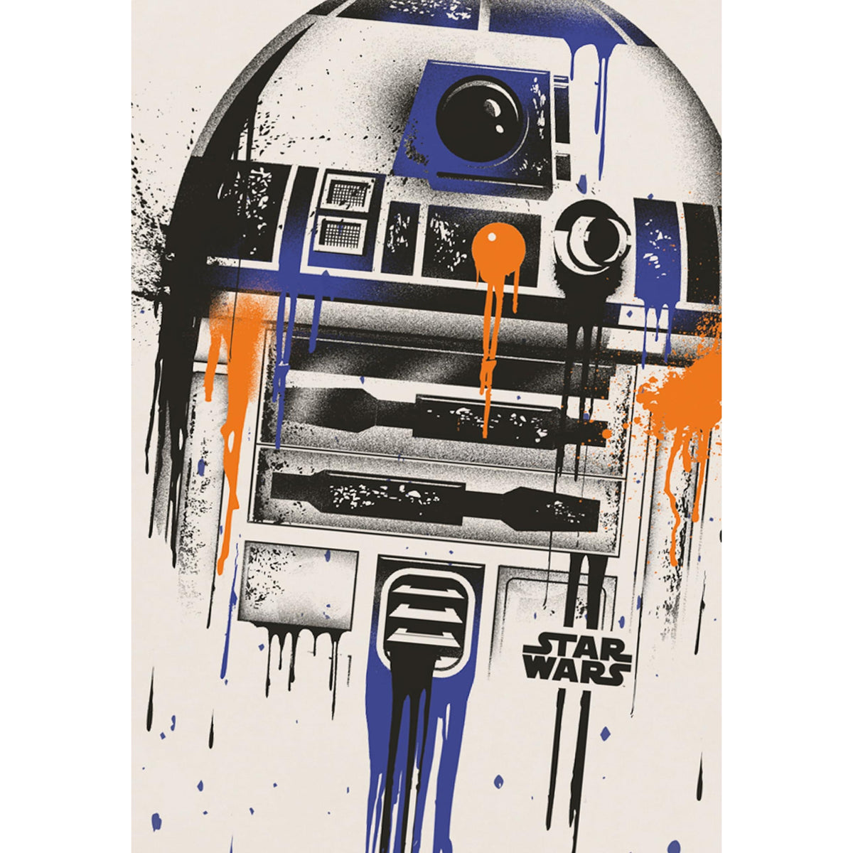 Natural - Side - Star Wars Mens R2-D2 Paint Drip T-Shirt