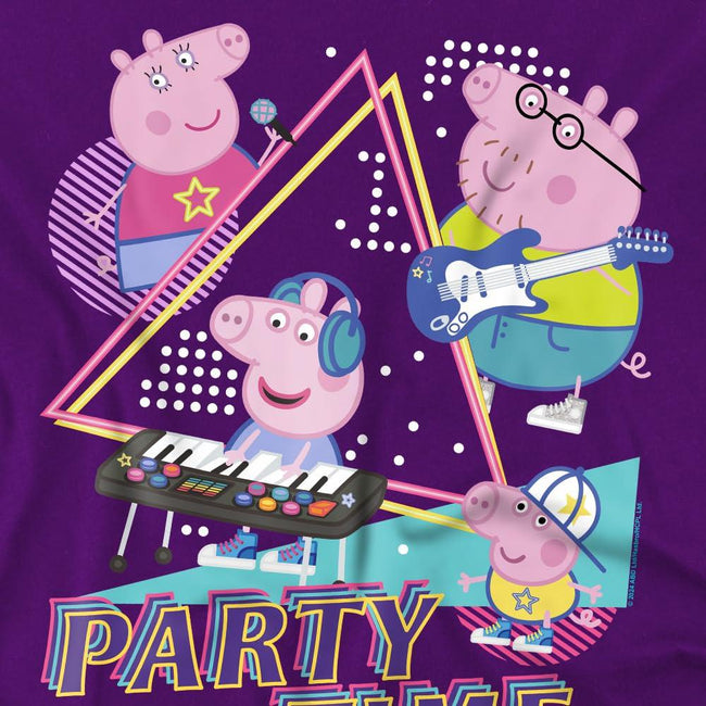Purple - Side - Peppa Pig Childrens-Kids Party Time Family T-Shirt