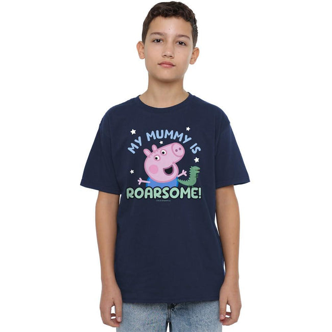 Navy - Lifestyle - Peppa Pig Childrens-Kids My Mummy Is Roarsome George Pig T-Shirt
