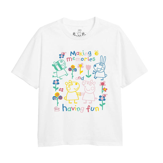 White - Front - Peppa Pig Childrens-Kids Fun Friends Outline T-Shirt