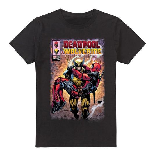 Black - Front - Deadpool & Wolverine Mens Wolverine Saves Deadpool Comic T-Shirt