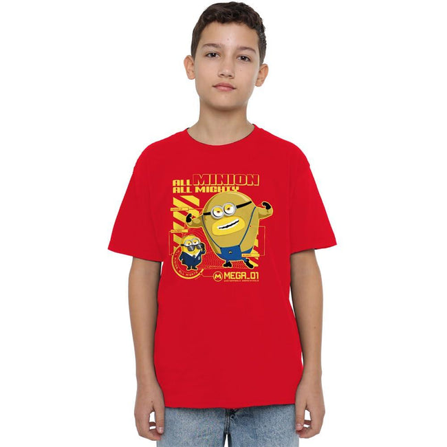 Red - Side - Despicable Me 4 Childrens-Kids Minion Blueprint T-Shirt