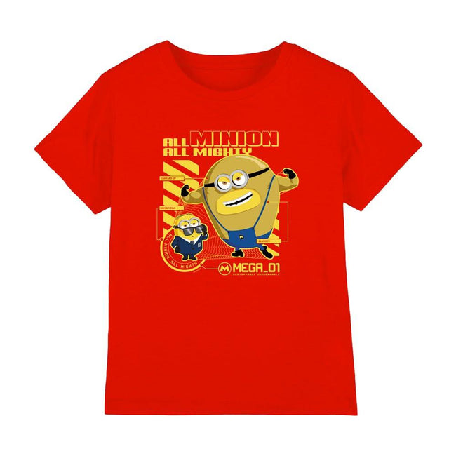 Red - Front - Despicable Me 4 Childrens-Kids Minion Blueprint T-Shirt