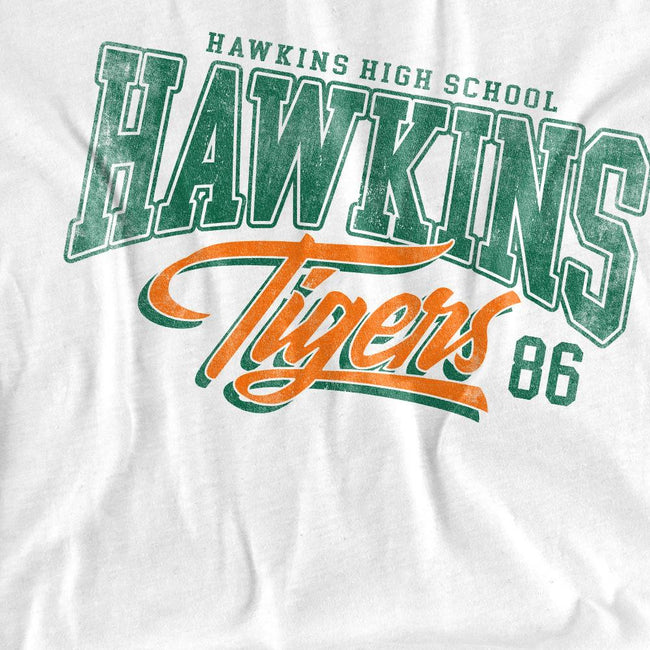White - Pack Shot - Stranger Things Mens Hawkins Tigers 86 T-Shirt