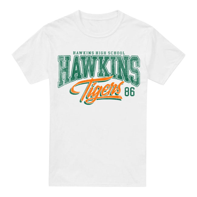 White - Front - Stranger Things Mens Hawkins Tigers 86 T-Shirt