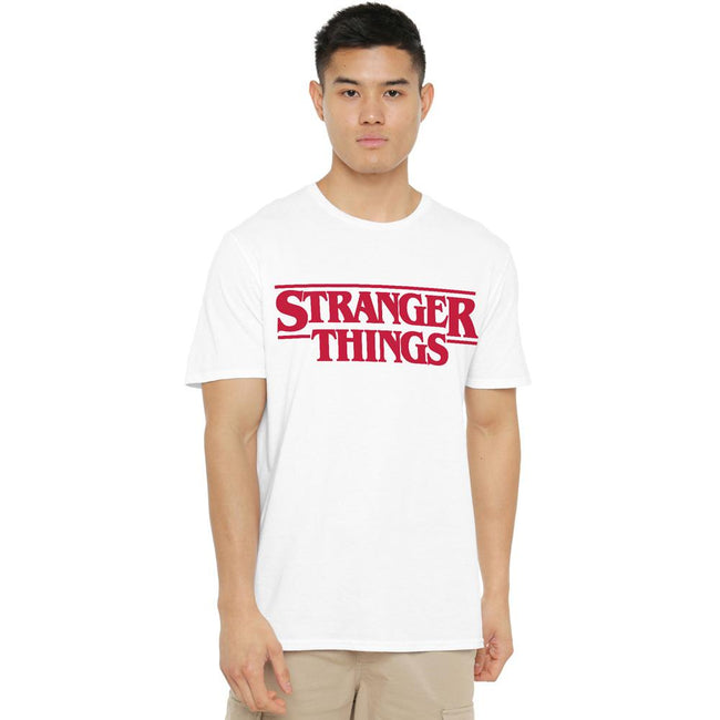 White - Side - Stranger Things Mens Logo T-Shirt
