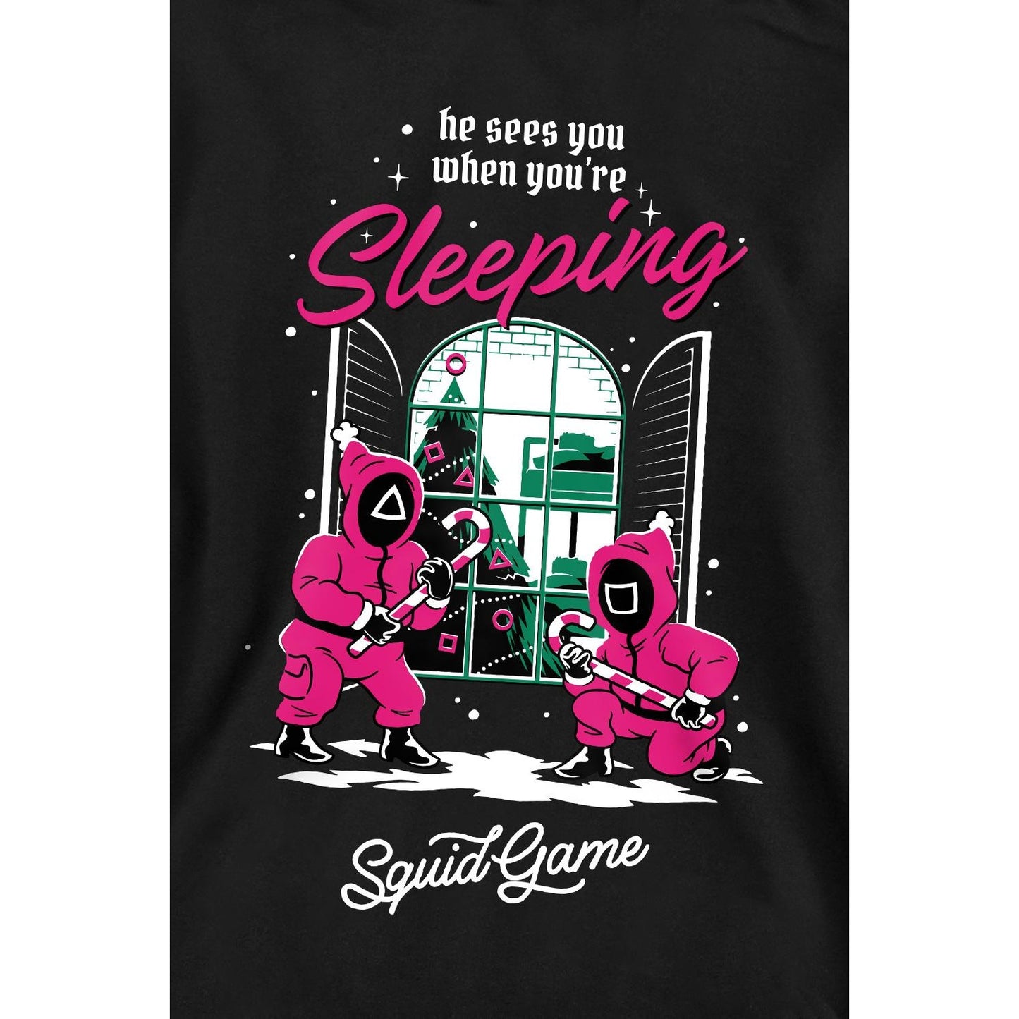 Black - Lifestyle - Squid Game Unisex Adult He Sees You When You´re Sleeping Sweatshirt