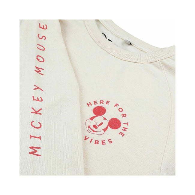 Stone - Side - Disney Womens-Ladies Here For The Good Vibes Mickey Mouse Crop Sweatshirt