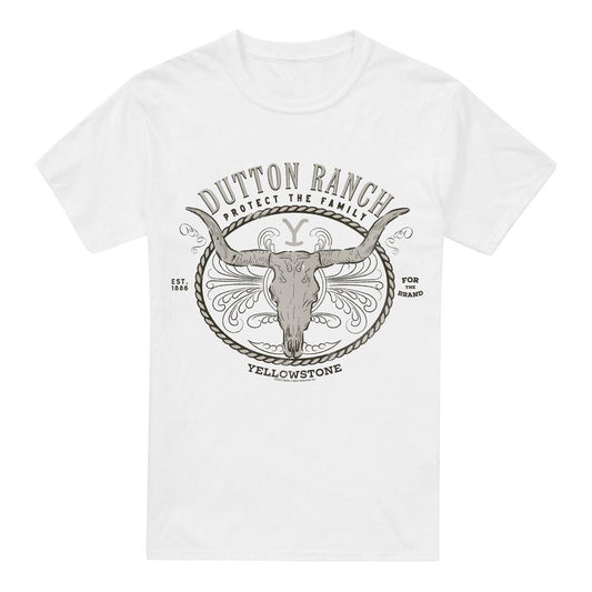 White - Front - Yellowstone Mens Dutton Ranch T-Shirt