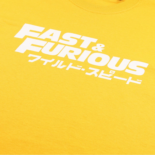 Gold - Side - Fast & Furious Mens Japanese Logo Long-Sleeved T-Shirt