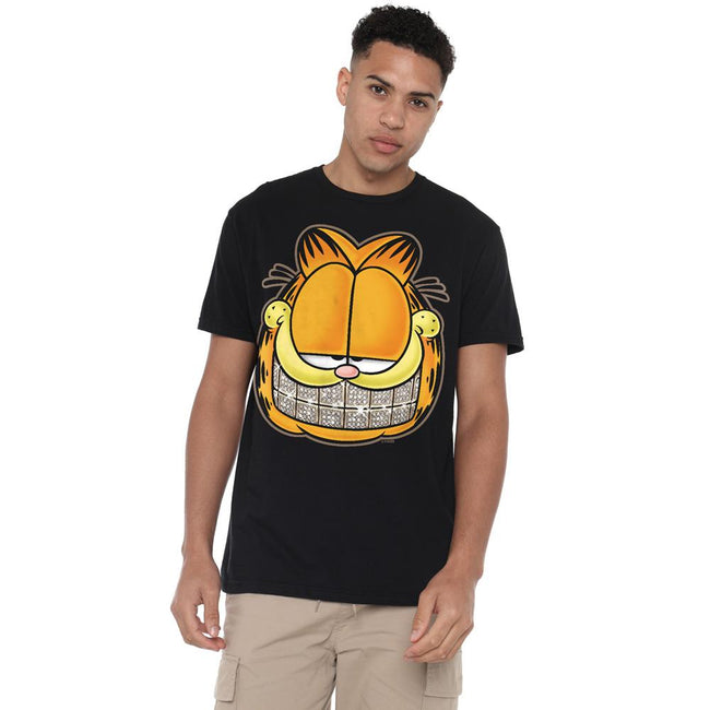 Black - Side - Garfield Mens Nice Grill T-Shirt
