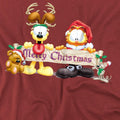 Cardinal - Side - Garfield Mens Banner Christmas T-Shirt