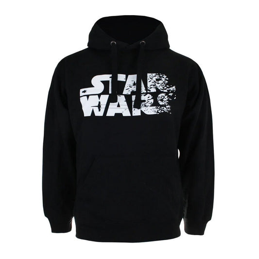 Black-White - Front - Star Wars Mens Rebel Logo Pullover Hoodie