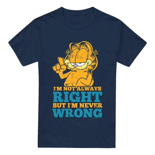 Navy - Front - Garfield Mens Never Wrong T-Shirt