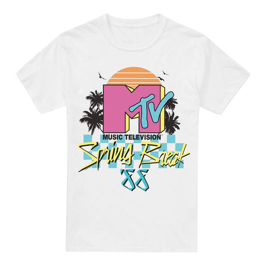 White - Front - MTV Mens Spring Break Checkerboard T-Shirt