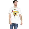 White - Lifestyle - SpongeBob SquarePants Mens Santa Hat Christmas T-Shirt