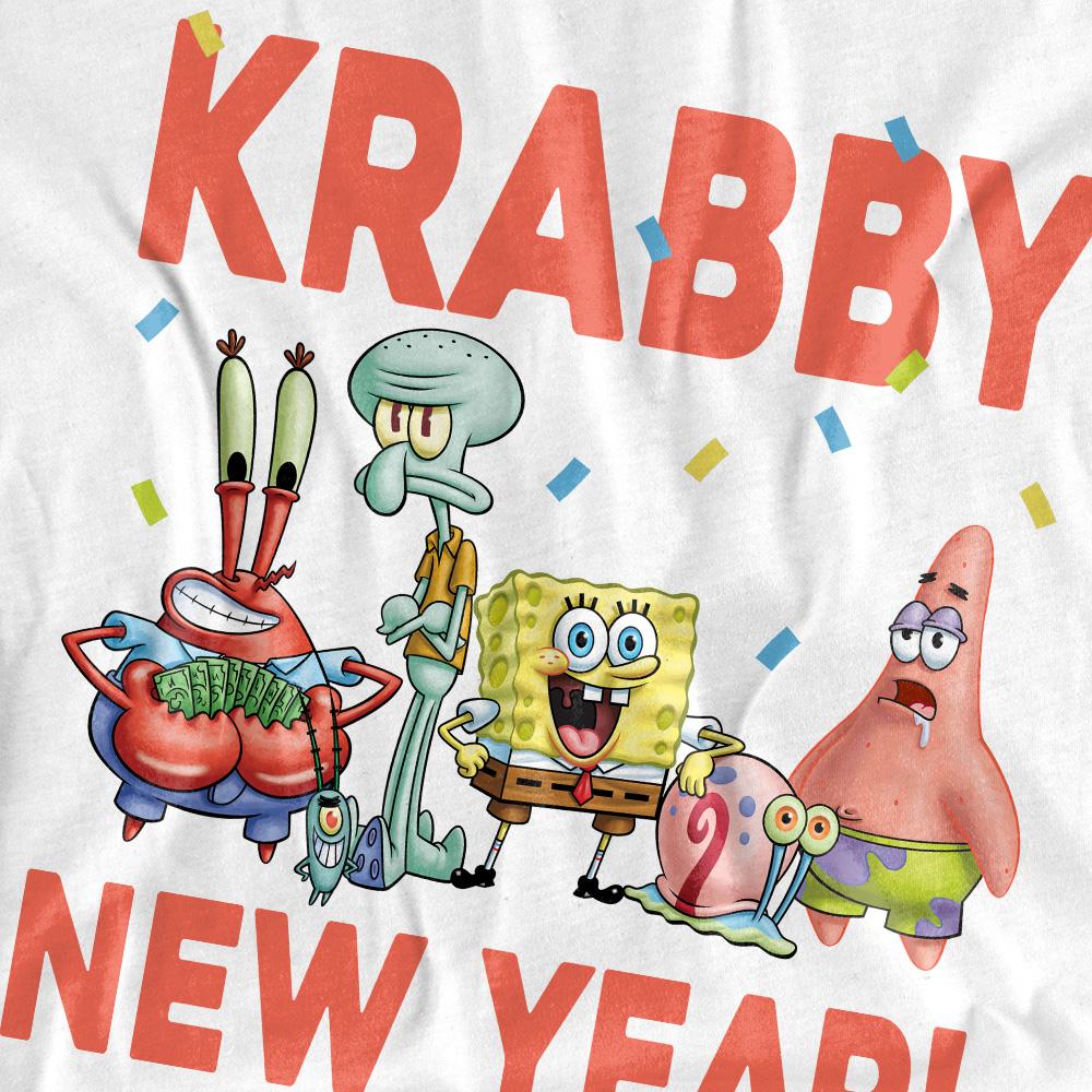 White - Pack Shot - SpongeBob SquarePants Mens Krabby New Year T-Shirt