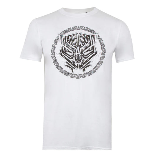 White-Black - Front - Black Panther Mens Logo T-Shirt