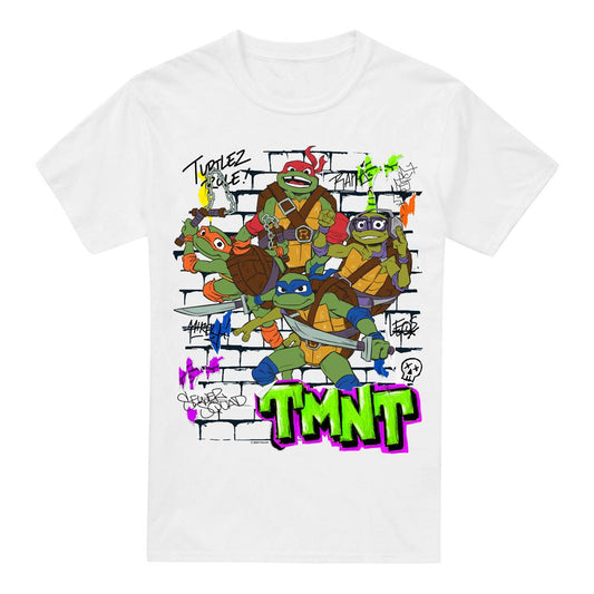 White - Front - Tales of the Teenage Mutant Ninja Turtles Mens Brick Wall Poster T-Shirt