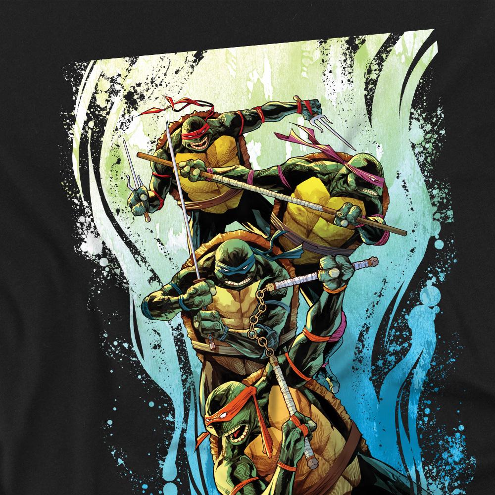 Black - Pack Shot - Teenage Mutant Ninja Turtles Mens Cool Rainbow Warriors T-Shirt