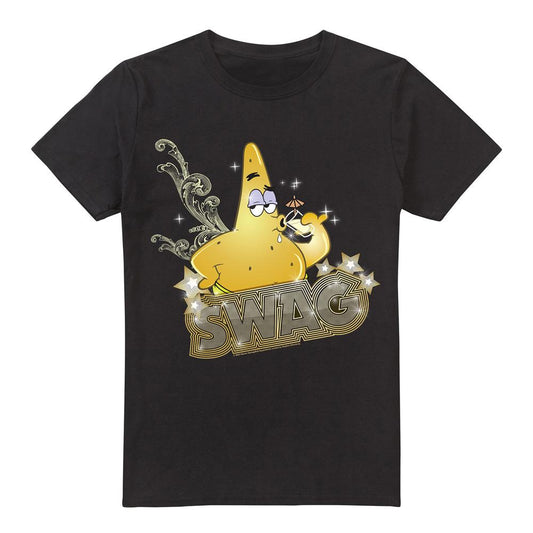 Black - Front - SpongeBob SquarePants Mens Patrick Has Swag T-Shirt