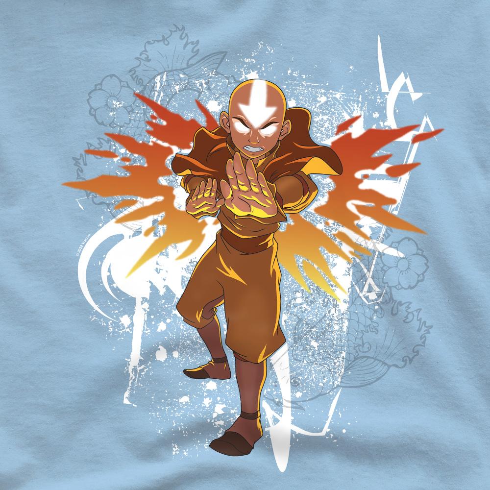 Light Blue - Pack Shot - Avatar: The Last Airbender Mens Aang Flower & Fish T-Shirt