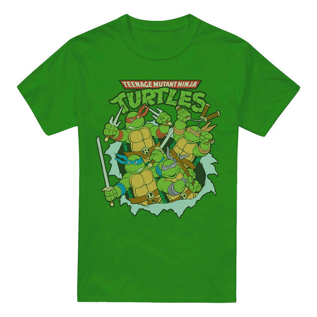 Kelly Green - Front - Teenage Mutant Ninja Turtles Mens Retro Group T-Shirt