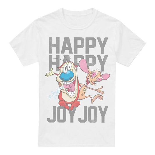 White - Front - Ren & Stimpy Mens Happy Happy Joy Joy T-Shirt