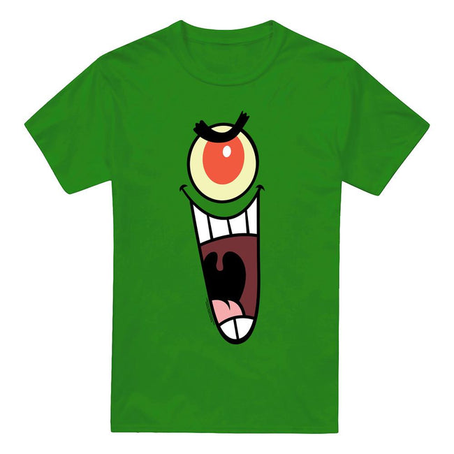 Kelly Green - Front - SpongeBob SquarePants Mens Plankton Face T-Shirt