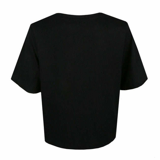 Black-Yellow-White - Back - Peanuts Womens-Ladies Varsity Boxy Crop Top
