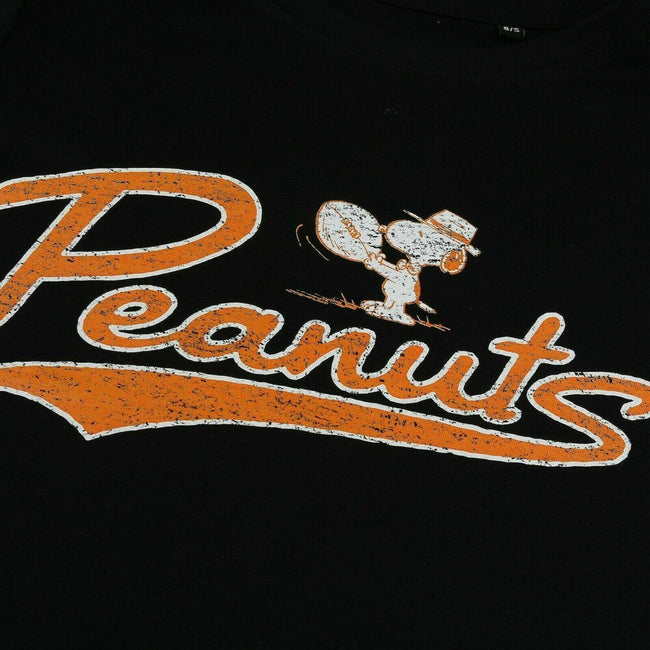 Black-Yellow-White - Side - Peanuts Womens-Ladies Varsity Boxy Crop Top