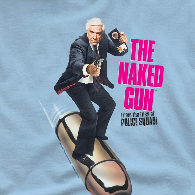 Light Blue - Pack Shot - The Naked Gun Mens Bullet T-Shirt