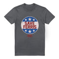 Charcoal - Front - Ferris Bueller´s Day Off Mens Save Ferris Badge T-Shirt