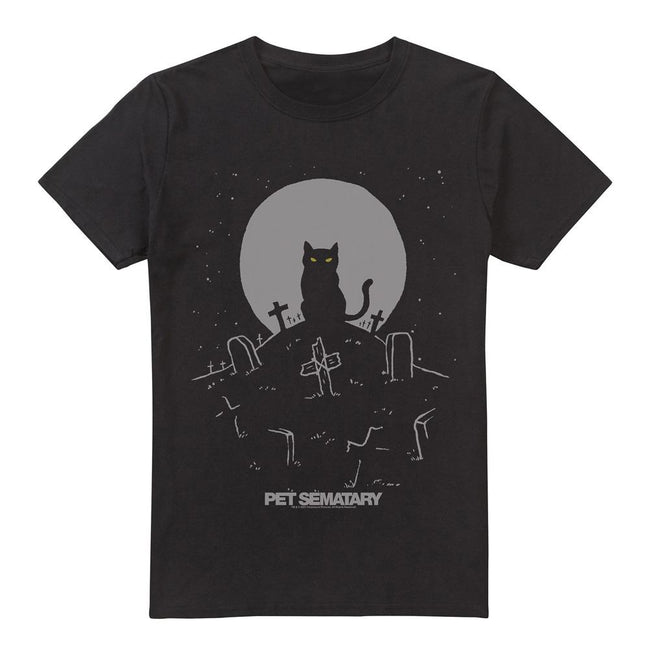 Black - Front - Pet Sematary Mens Cat With Tombstones T-Shirt