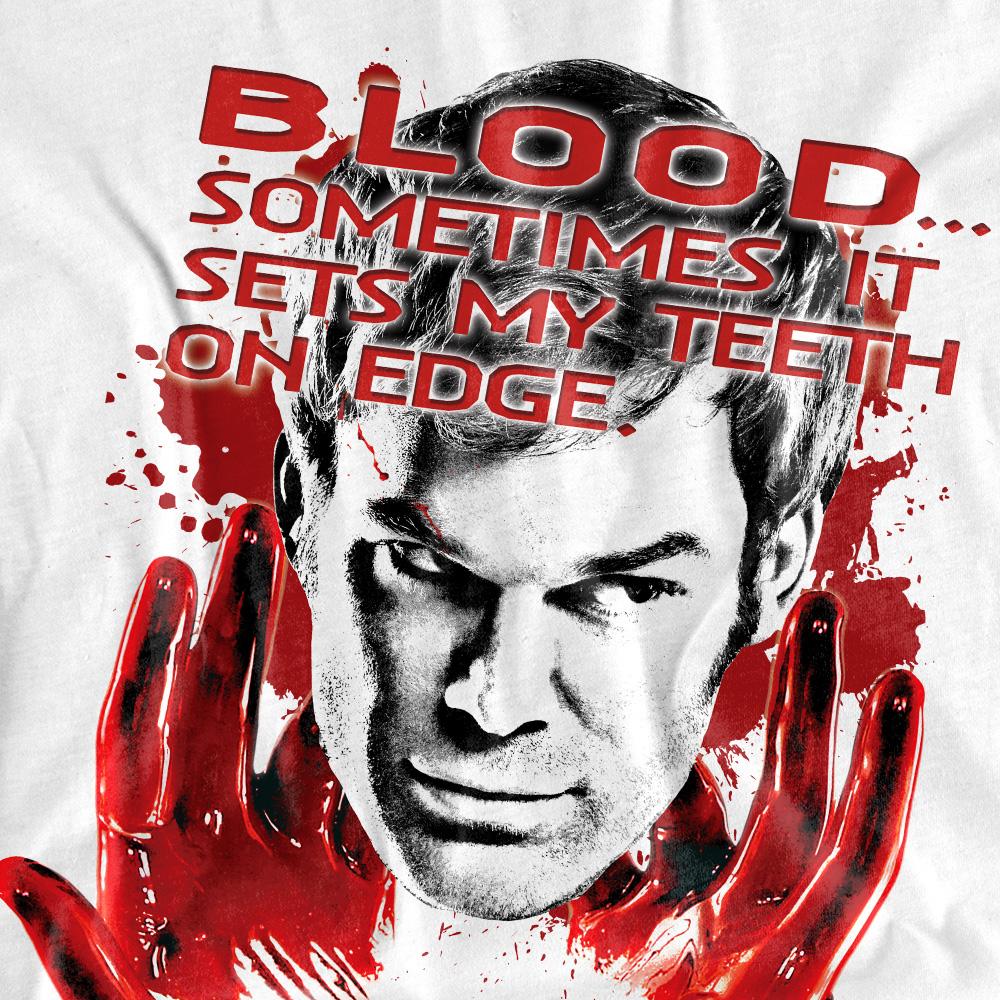 White - Pack Shot - Dexter Mens Blood T-Shirt