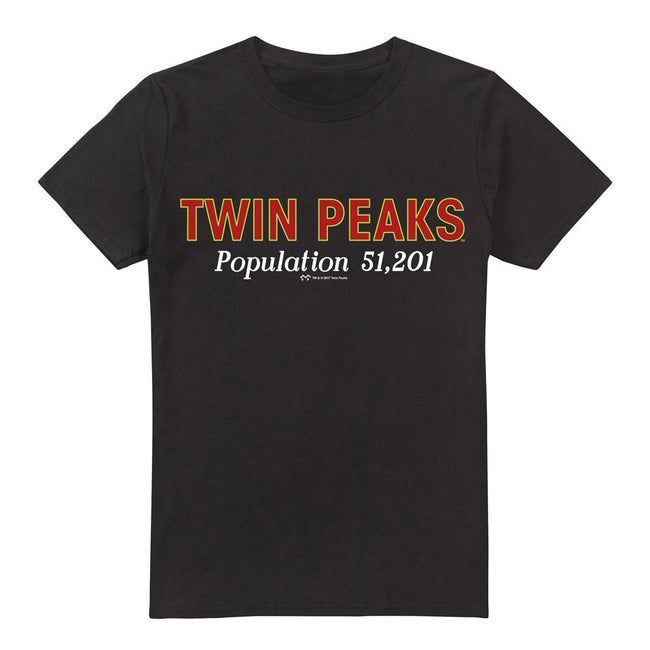 Black - Front - Twin Peaks Mens Population T-Shirt