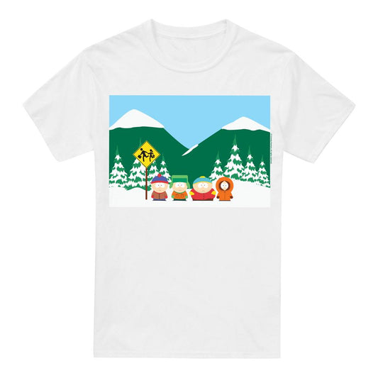 White - Front - South Park Mens Bus Stop T-Shirt