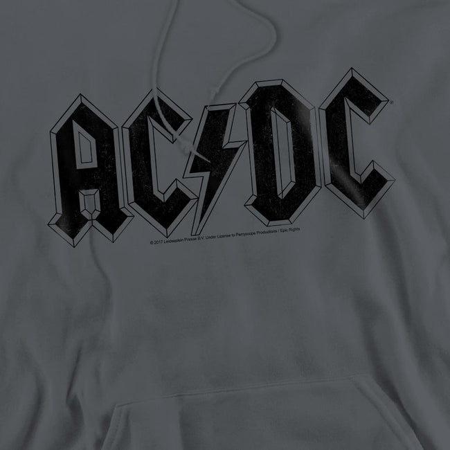 Charcoal - Side - AC-DC Mens Worn Logo Hoodie