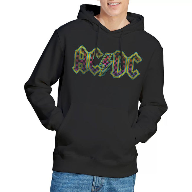 Black - Lifestyle - AC-DC Mens Checkerboard Gradient Logo Hoodie