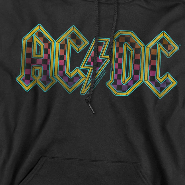 Black - Pack Shot - AC-DC Mens Checkerboard Gradient Logo Hoodie