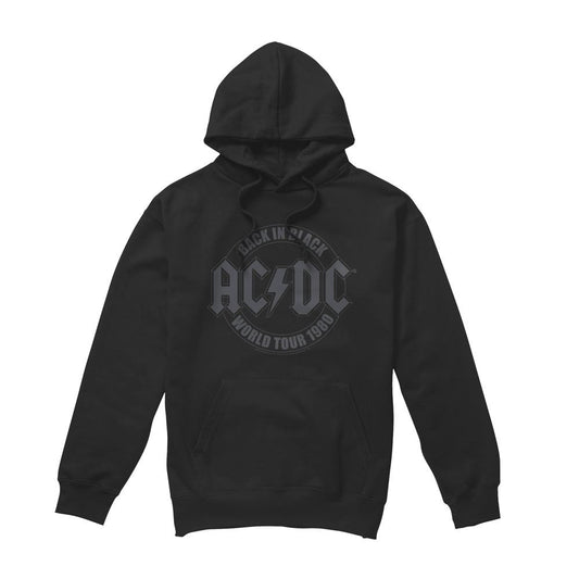 Black - Front - AC-DC Mens Tour Emblem Hoodie