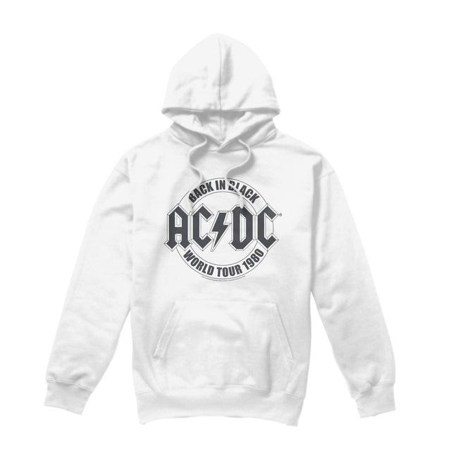 White - Front - AC-DC Mens Tour Emblem Hoodie