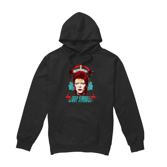 Black - Front - David Bowie Mens Ziggy Heads Hoodie
