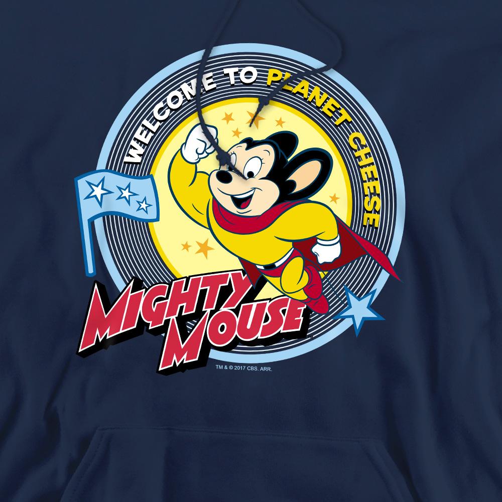 Navy - Pack Shot - Mighty Mouse Mens Planet Cheese Hoodie